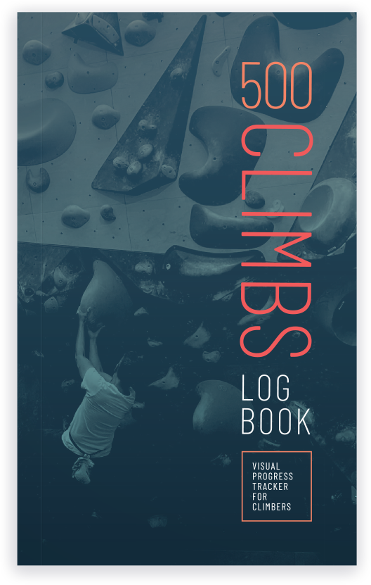 500 Climbs Log Book front cover, isometric view